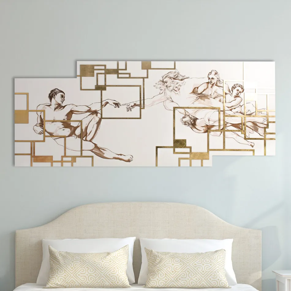 Cuadro realizado con láser que representa la creación Made in Italy - Pirucchio viadurini