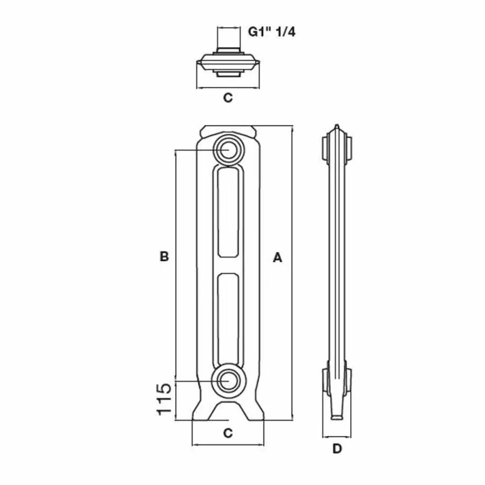 Radiador de diseño 7 elementos decorados en hierro fundido desde el suelo hasta 1062 W - Barroco viadurini