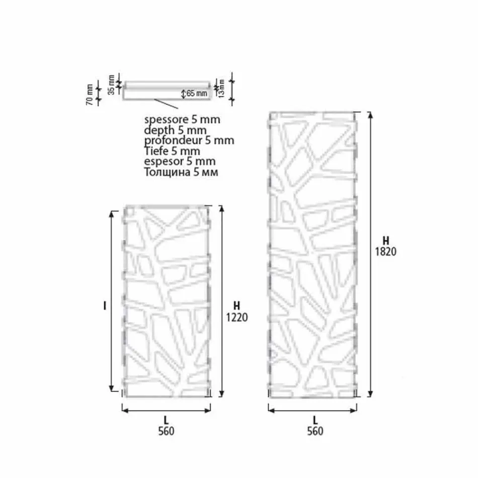Radiador hidráulico de diseño vertical hasta 903 W - Flora viadurini