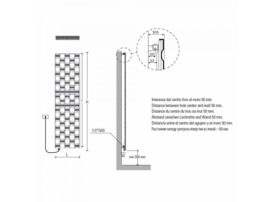 Radiador de pared eléctrico vertical de diseño moderno de hasta 1000 vatios - Aire viadurini