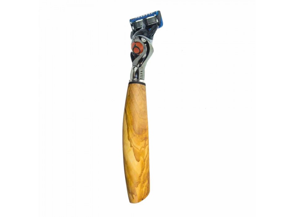 Navaja de afeitar con cabeza hecha a mano en cuerno o madera Made in Italy - Rabio viadurini