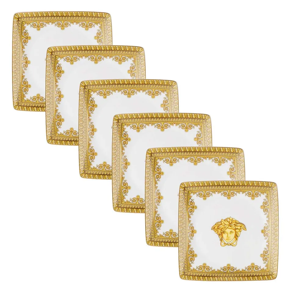 Cuencos de porcelana cuadrados planos I Love Baroque de Rosenthal Versace, 6 unidades, estilo barroco viadurini