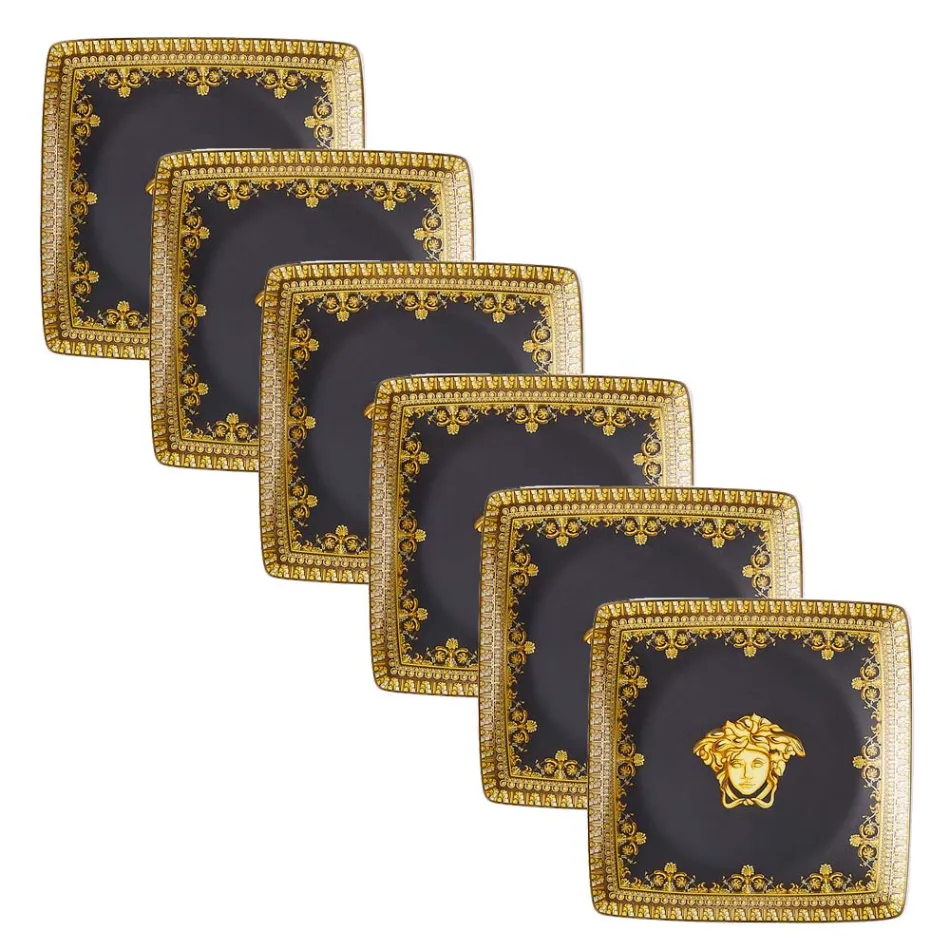 Cuencos de porcelana cuadrados planos I Love Baroque de Rosenthal Versace, 6 unidades, estilo barroco viadurini