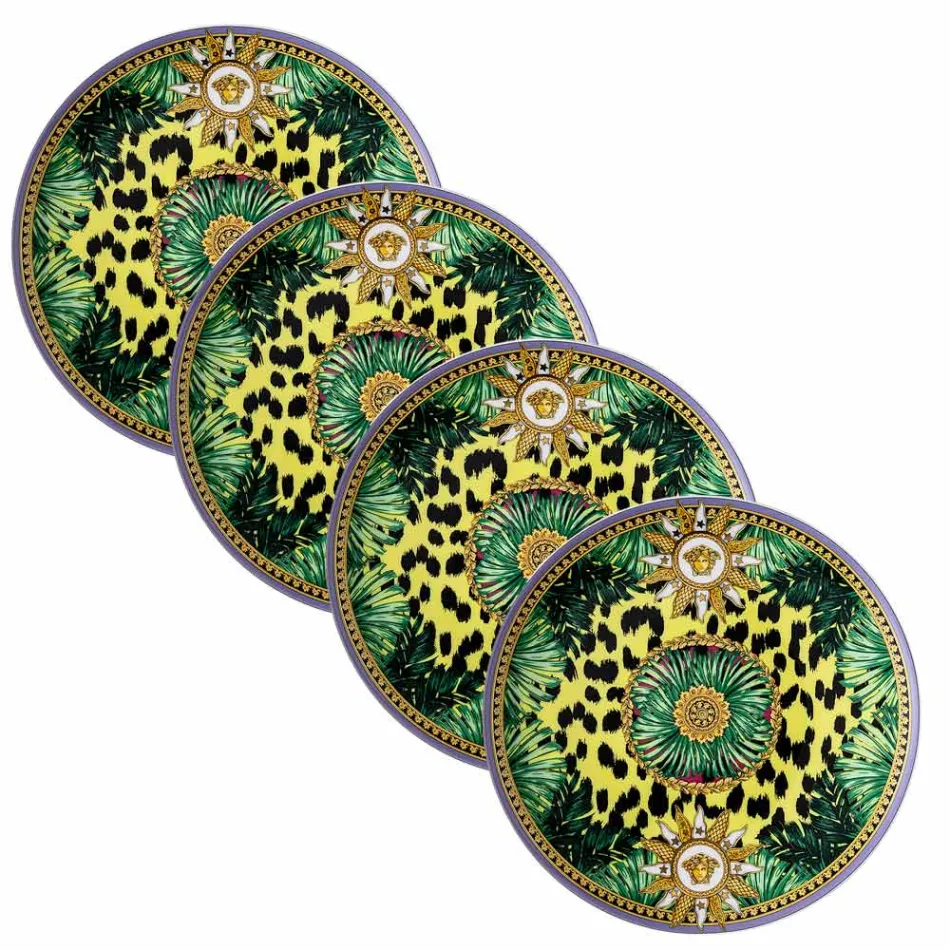 Rosenthal Versace Jungle Animalier 4 platos llanos de 17 cm de diámetro - Animalier viadurini