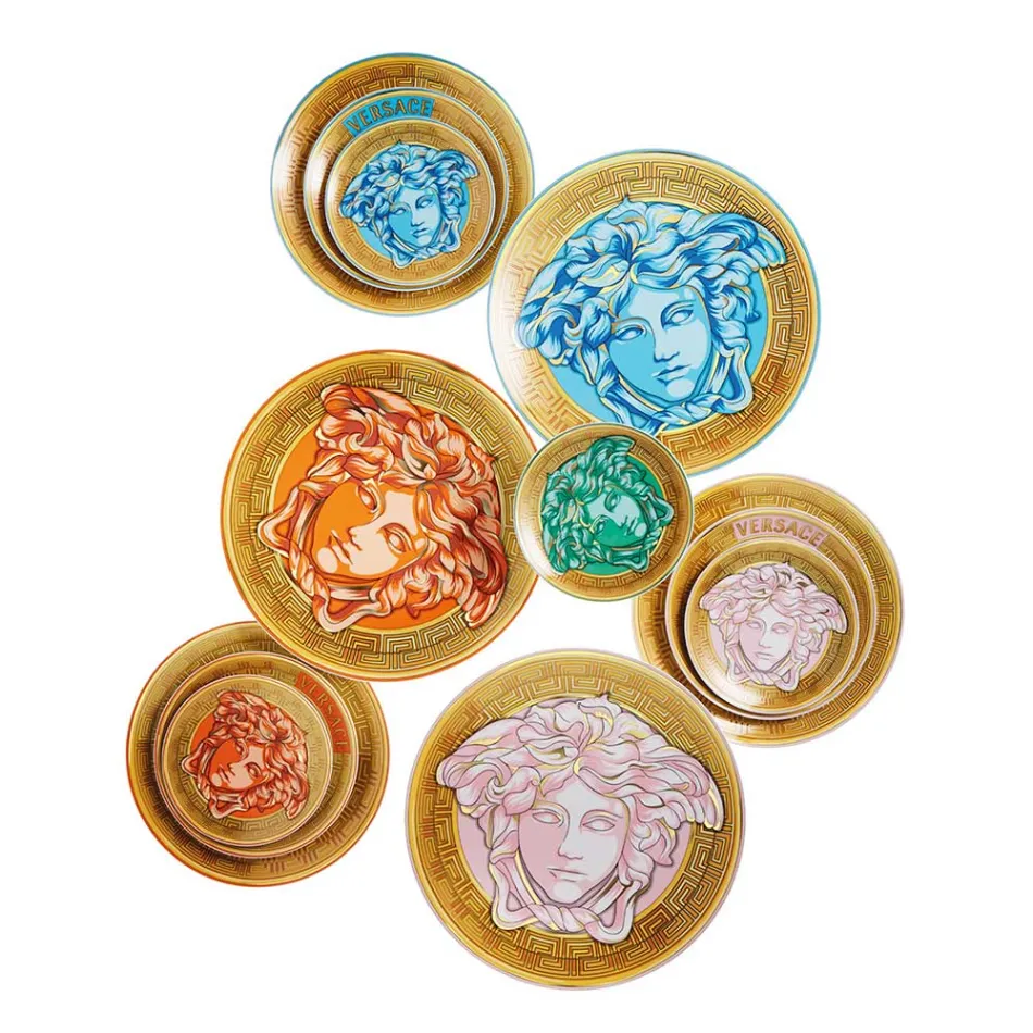 Rosenthal Versace Medusa Amplified 4 platos llanos diámetro 17 cm - Medusaamplifield viadurini