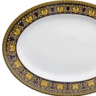 Rosenthal Versace Medusa óvalo azul plato de porcelana de 40 cm de diseño viadurini