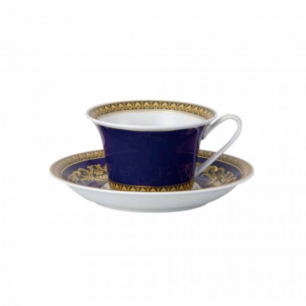 Rosenthal Versace Medusa Taza azul de té de porcelana del diseño moderno viadurini