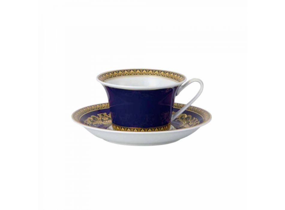 Rosenthal Versace Medusa Taza azul de té de porcelana del diseño moderno viadurini