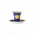 Copa Rosenthal Versace Medusa azul del diseñador de la porcelana de café