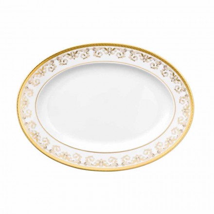 Rosenthal Versace Medusa Gala Oro 34cm porcelana diseño de la placa ovalada viadurini