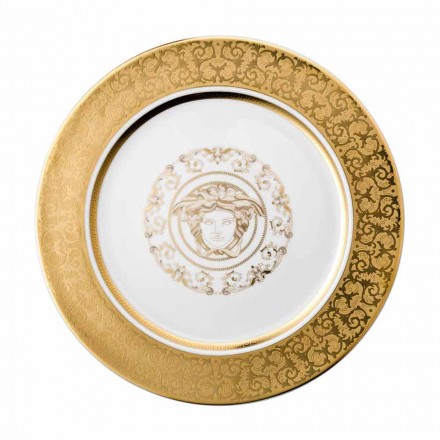 Rosenthal Versace Medusa Gala placa de oro de 30 cm marcador de posición de la porcelana viadurini