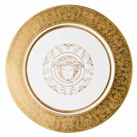 Rosenthal Versace Medusa Gala placa de oro marcador de posición 33cm porcelana viadurini