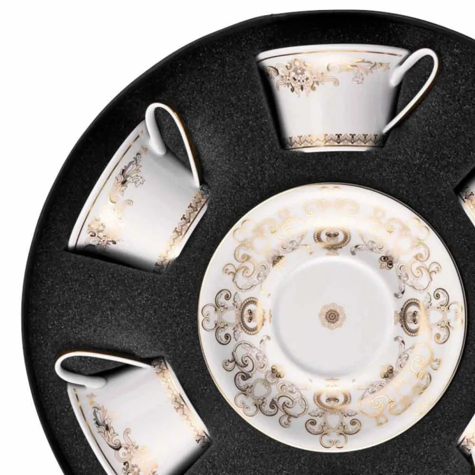 Rosenthal Versace Medusa Gala oro determinado de porcelana tazas de té 6 PZZ viadurini