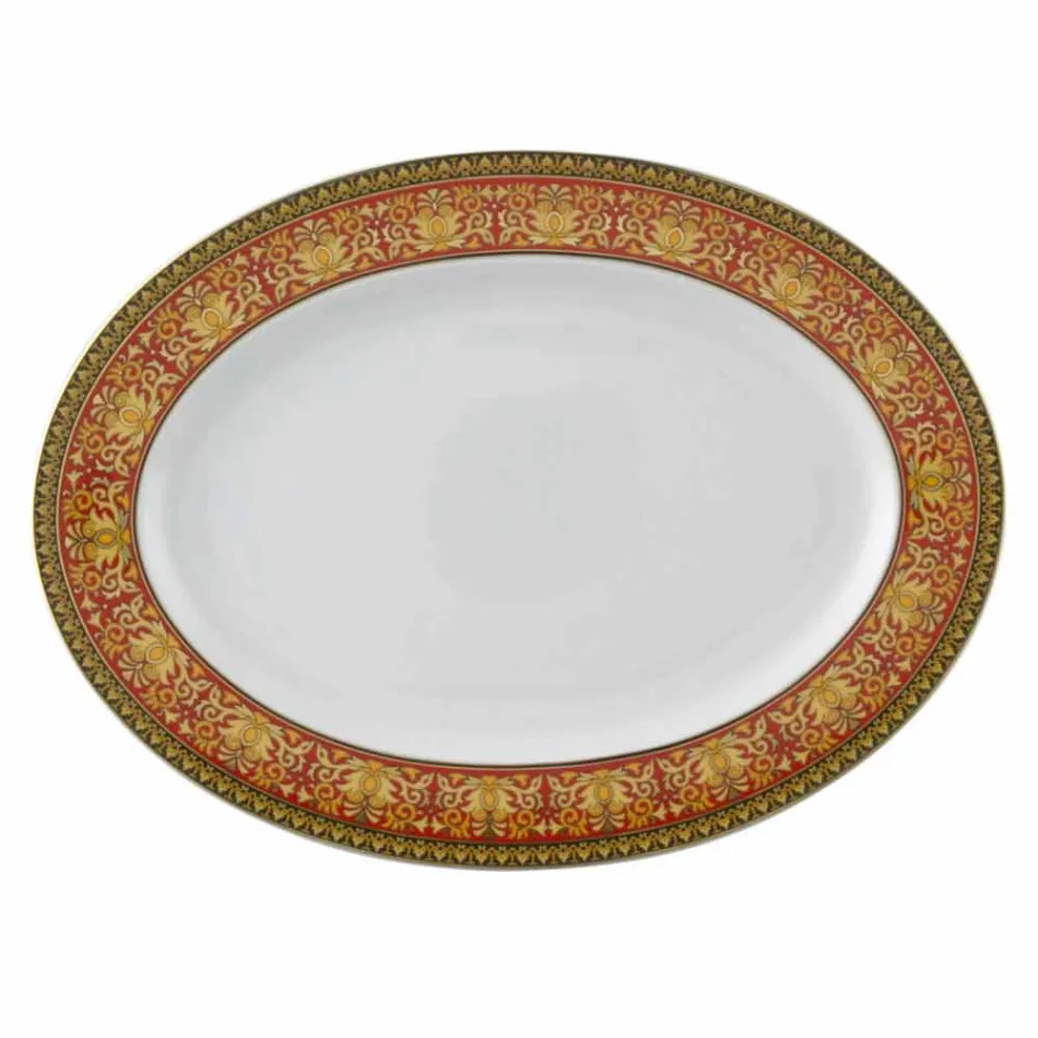 Rosenthal Versace Medusa Rojo Oval plato de porcelana de 40 cm de diseño viadurini