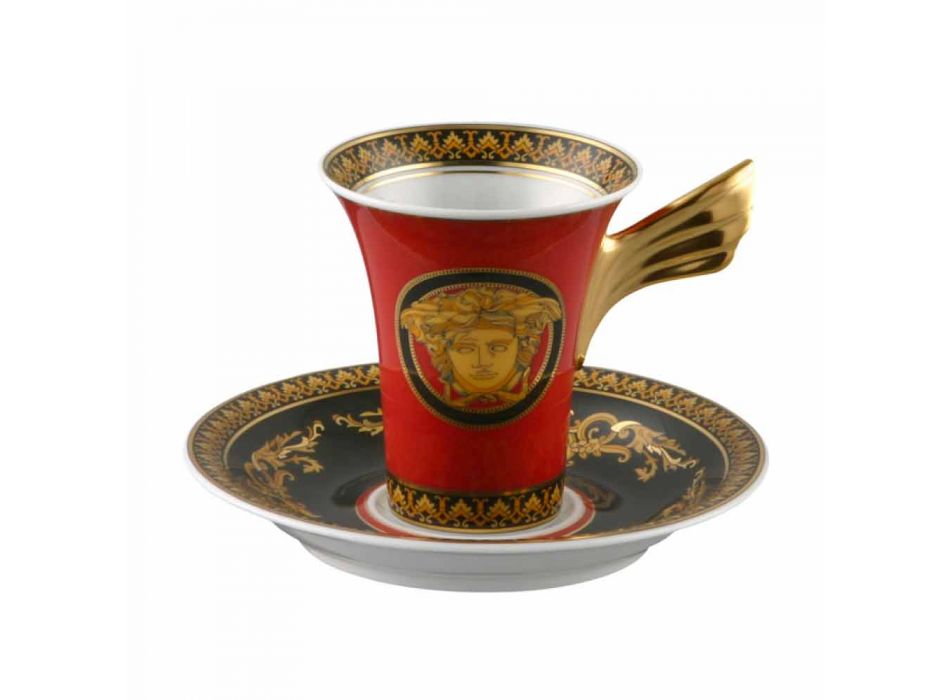 Rosenthal Versace Medusa rojo septiembre tazas de porcelana de café expreso 6 piezas viadurini