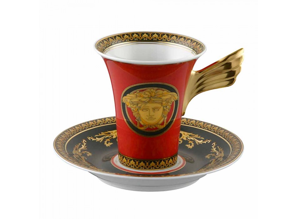 Rosenthal Versace Medusa Taza de café roja Diseño Alta Porcelana viadurini