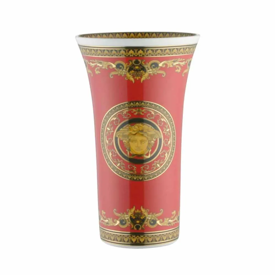 Rosenthal Versace Medusa Rojo moderno diseño de porcelana 26cm florero viadurini