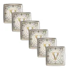 Rosenthal Versace Virtus Gala 6 cuencos cuadrados planos 15x15 cm en porcelana - Barroco viadurini
