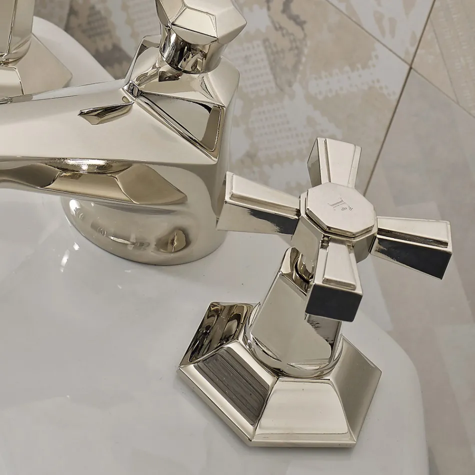 Grifo para bidé de diseño con 3 orificios en latón estilo vintage Made in Italy - Silvana viadurini