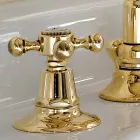 Grifo para lavabo de diseño vintage con 3 orificios en latón Made in Italy - Ursula viadurini