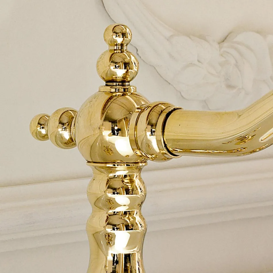 Grifo para lavabo de diseño vintage con 3 orificios en latón Made in Italy - Ursula viadurini