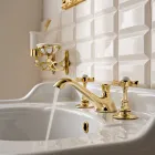 Grifo para lavabo de latón con 3 orificios, estilo vintage, Made in Italy – Katerina viadurini