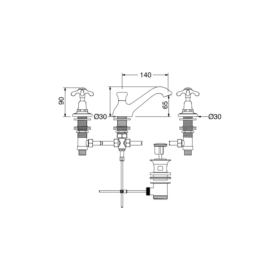 Grifo para lavabo vintage de latón con 3 orificios Made in Italy – Klarisa viadurini
