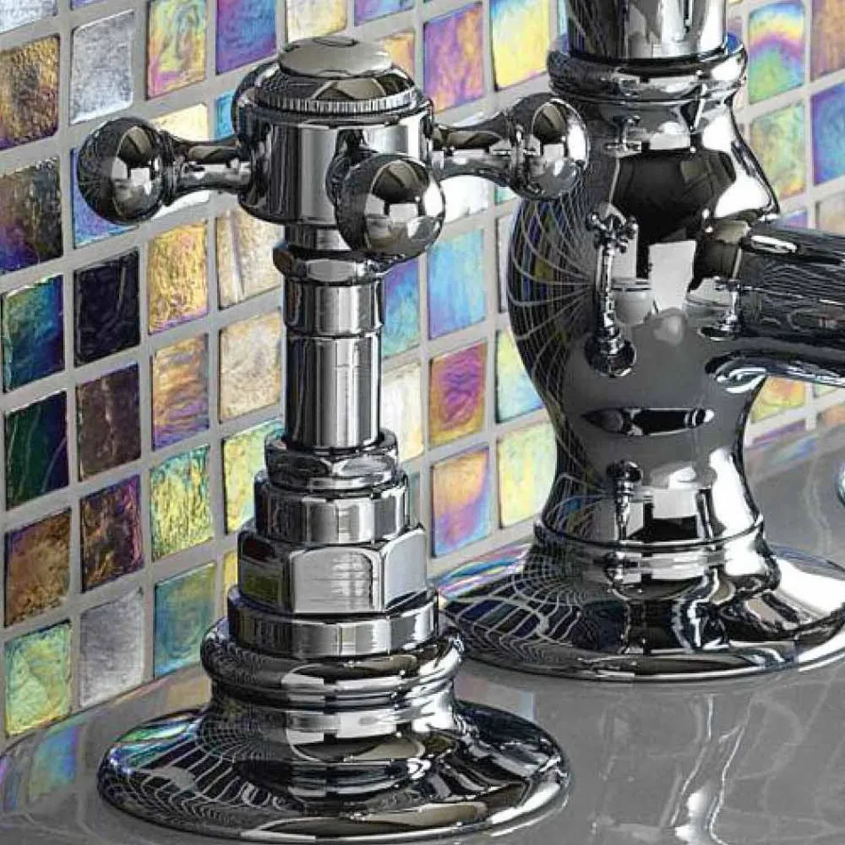 Grifo para bidé vintage de latón con 3 orificios Made in Italy - Elisea viadurini