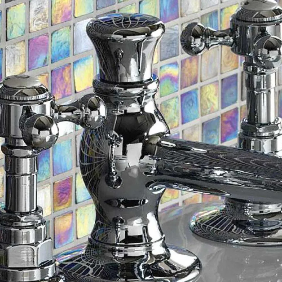 Grifo para bidé vintage de latón con 3 orificios Made in Italy - Elisea viadurini