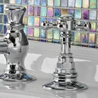 Grifo para lavabo vintage con 3 orificios en latón vintage Made in Italy - Elisea viadurini