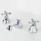 Grifo para lavabo de baño con 3 orificios en latón con desagüe estilo clásico - Ercolina viadurini