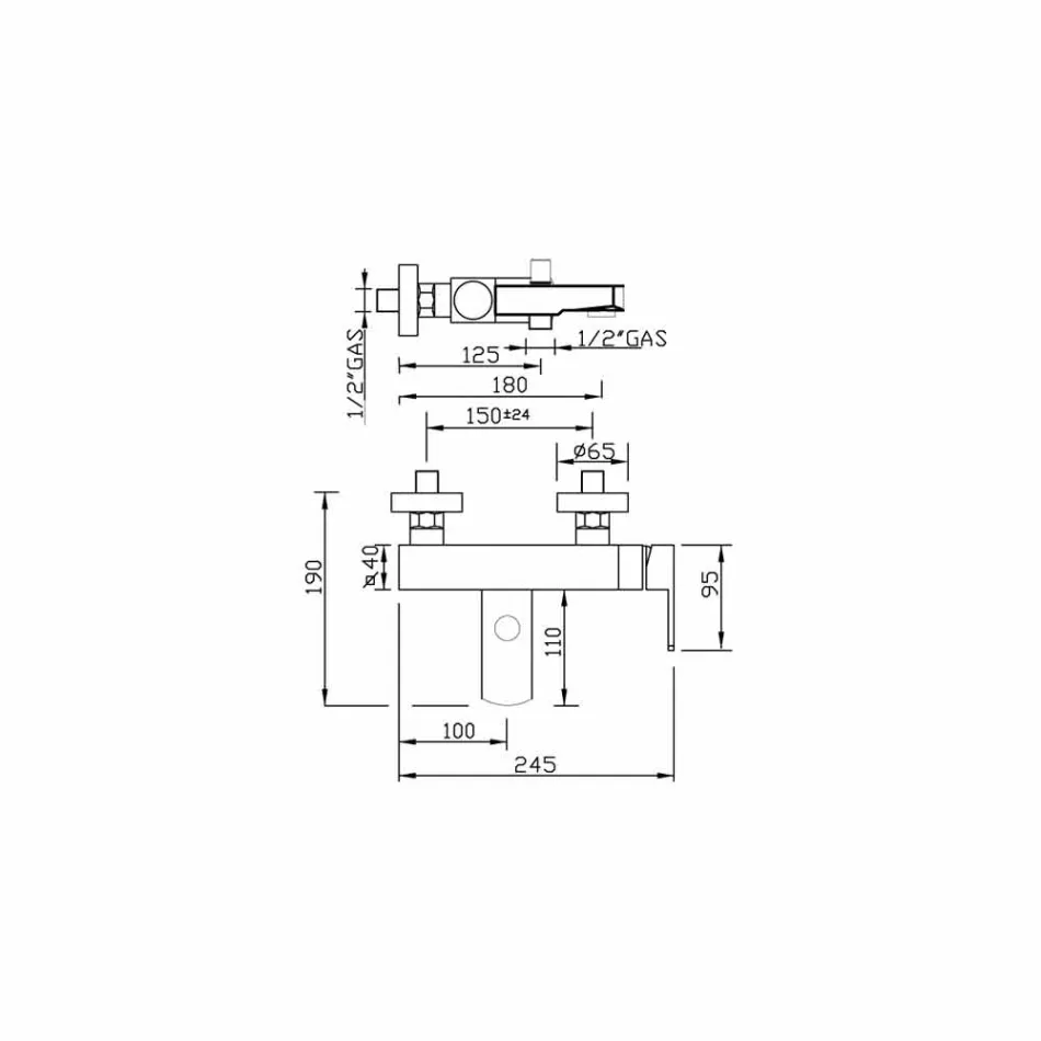 Grifo mezclador externo para bañera Made in Italy Latón - Sika viadurini