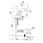 Grifo para bidé de latón de un orificio con desagüe estilo clásico - Ercolina viadurini