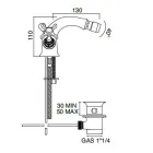 Grifo para bidé de un orificio de latón con tiradores clásicos de mariposa - Fioretta viadurini