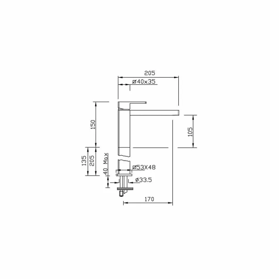 Grifo de lavabo de baño de latón de diseño moderno hecho en Italia - Sika viadurini