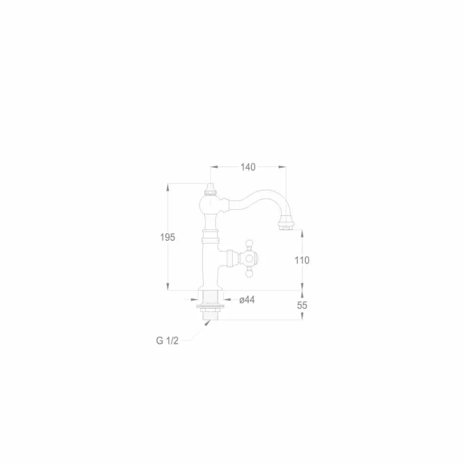 Grifo para lavabo de baño monomando de diseño en latón Made in Italy - Binsu viadurini