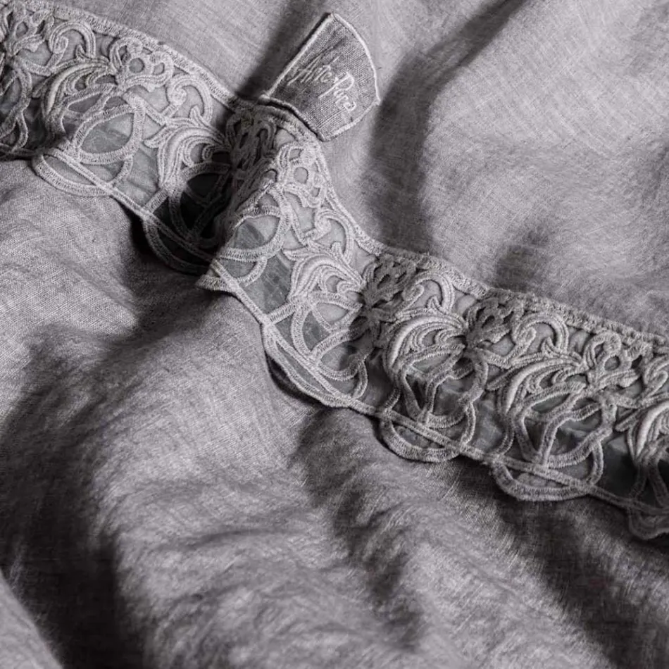 Bolsa de almacenaje para funda nórdica de lino con encaje y botones Sinergia - Energis viadurini