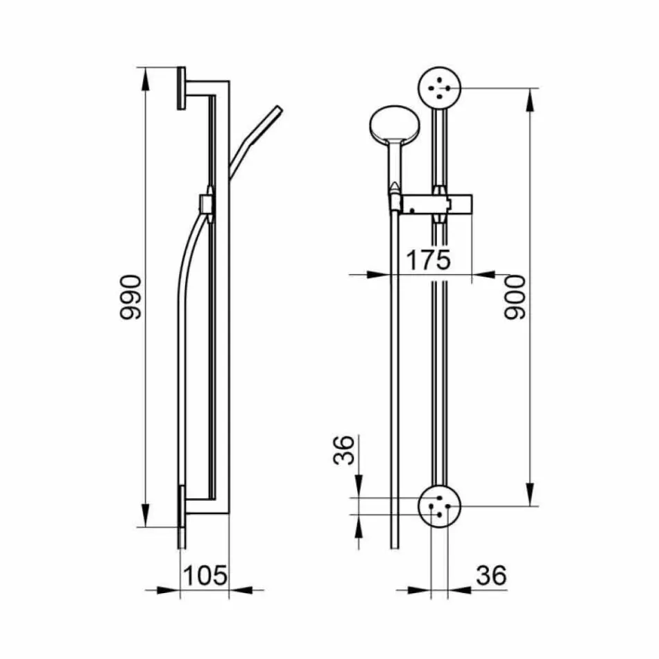 Barra de ducha con diseño de ducha de mano de metal cromado - Girino viadurini