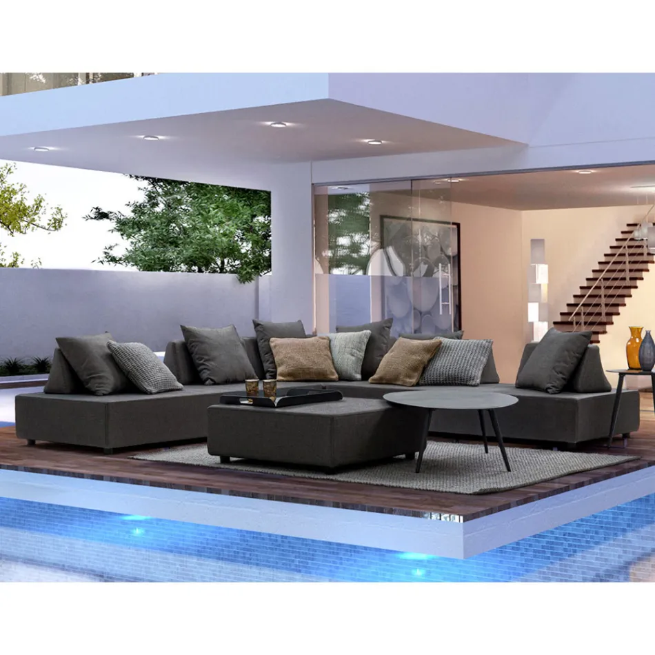 Lounge de esquina de diseño moderno al aire libre en tela Homemotion - Benito viadurini