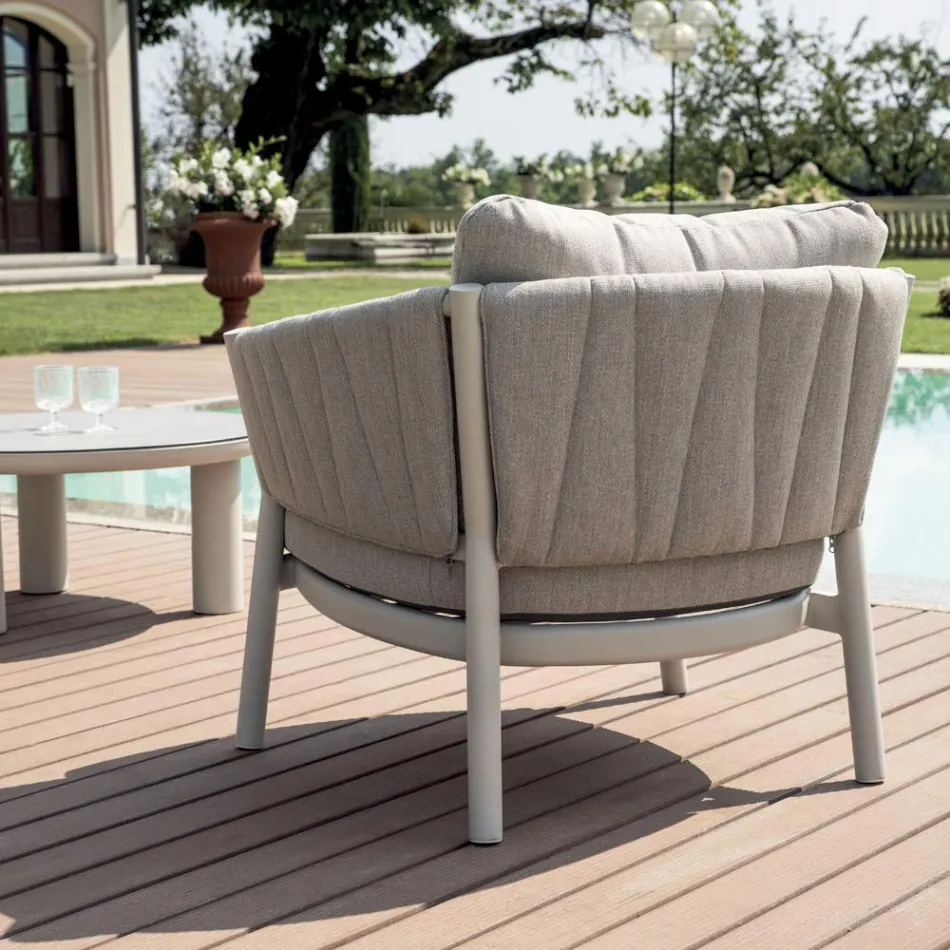 Salón Compuesto por 2 Sillones, 1 Sofá y 2 Mesas de Centro en Aluminio - Fusión viadurini