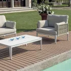 Salón compuesto por 2 sillones, 1 sofá y mesa de centro de aluminio - Symphony viadurini