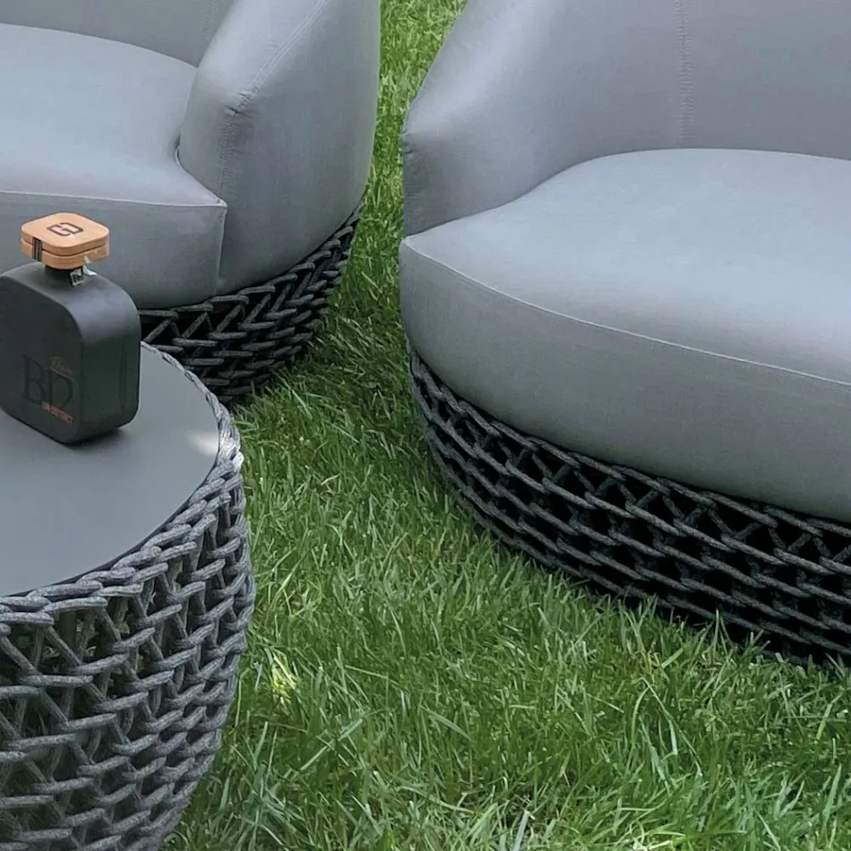 Conjunto de salón exterior con base de tela tejida - Pixie viadurini