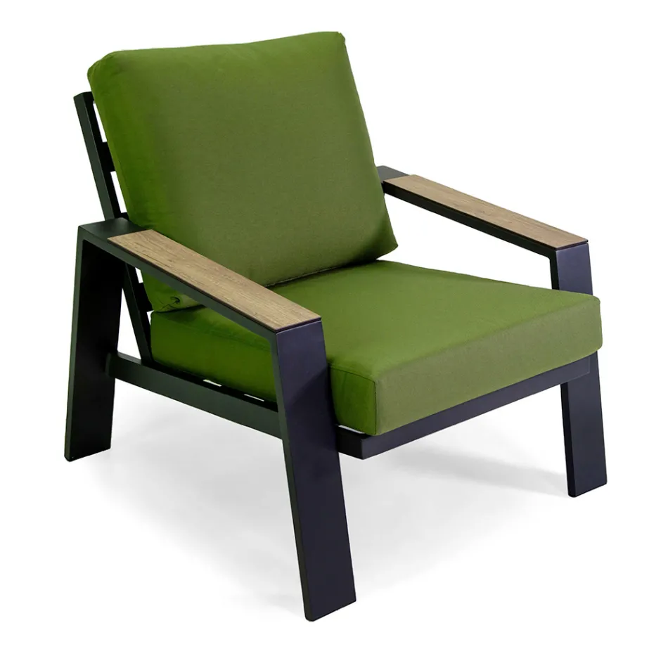 Salón exterior compuesto por 1 sofá, 2 sillones y 1 mesa de centro - Righello viadurini