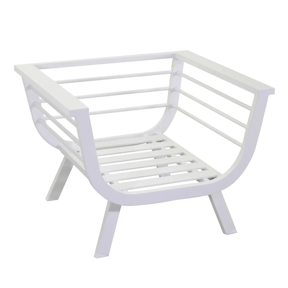 Salón exterior compuesto por 1 sofá de 3 plazas, 2 sillones y 1 mesa de centro - Righello viadurini