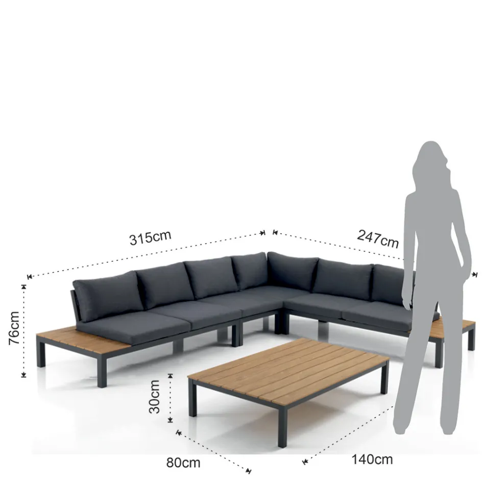 Salón interior y exterior que consta de 1 sofá esquinero y 1 mesa de centro - Savoir viadurini