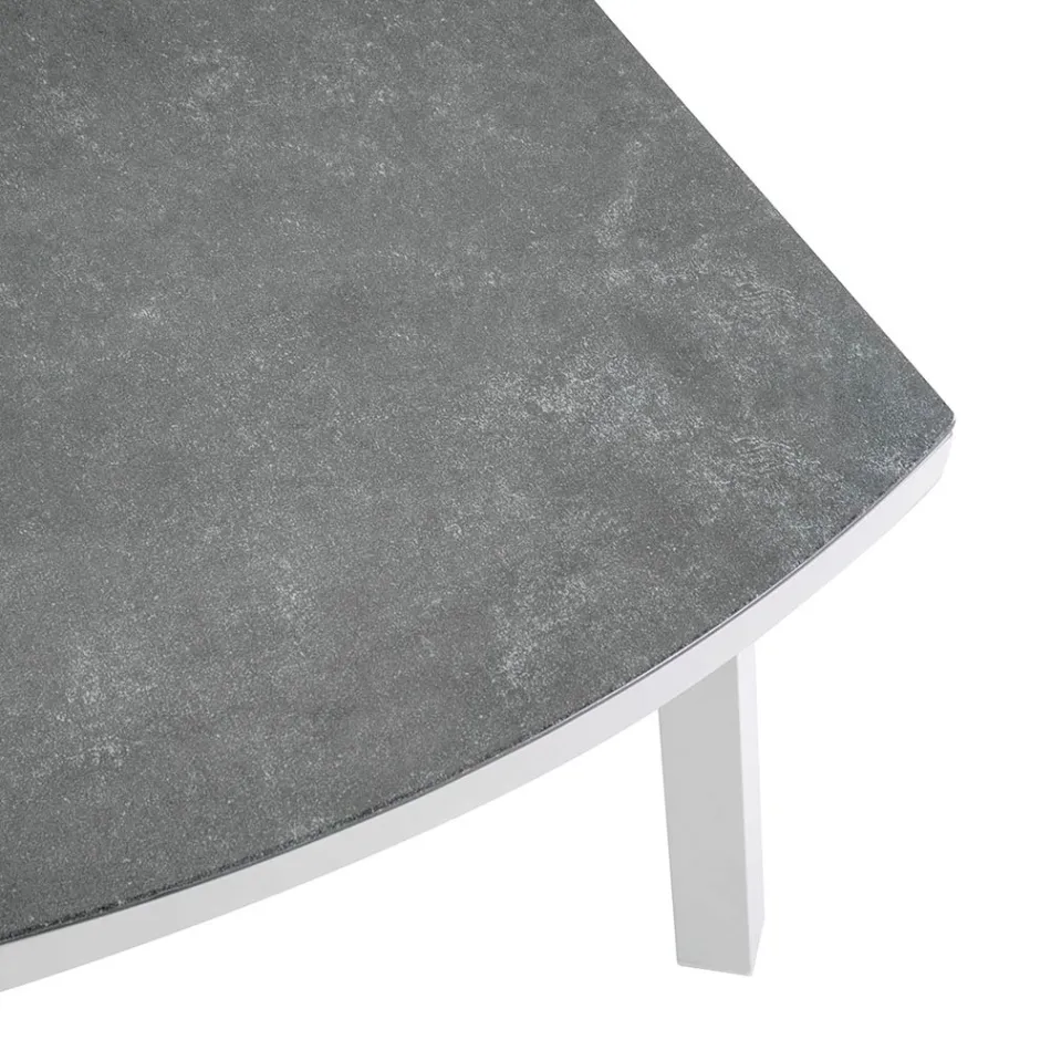 Tumbona de exterior de aluminio blanco y cojines crema - Relaz viadurini