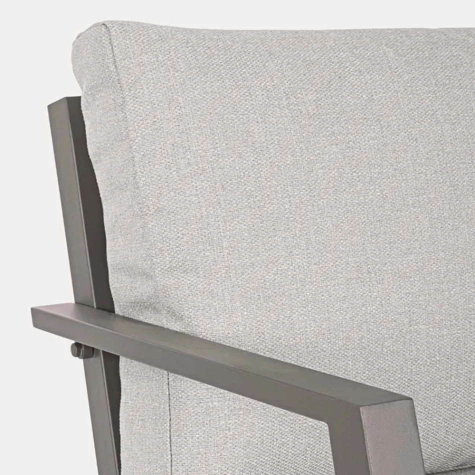 Salón exterior de aluminio con cojines tapizados en tela - Armonia viadurini