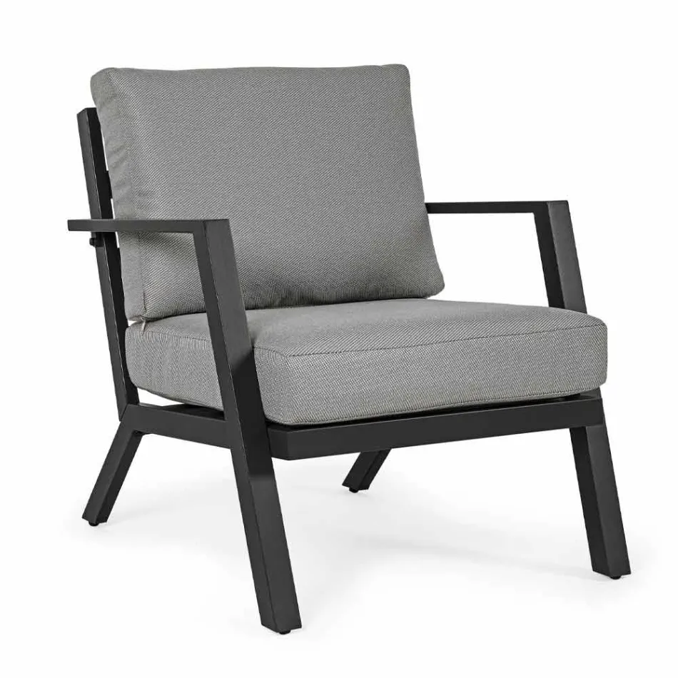 Salón exterior de aluminio con cojines tapizados en tela - Armonia viadurini