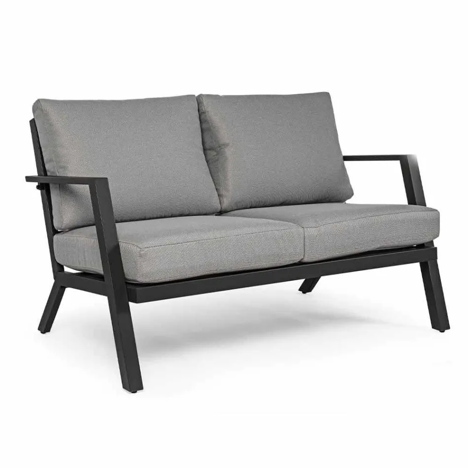 Salón exterior de aluminio con cojines tapizados en tela - Armonia viadurini