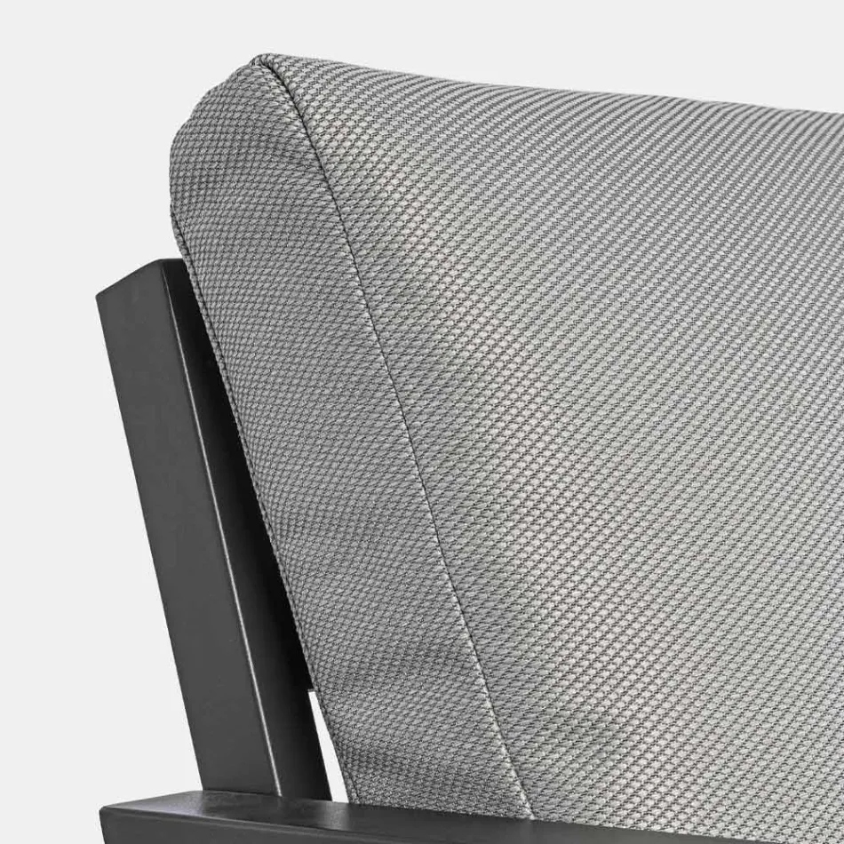 Salón exterior de aluminio con cojines tapizados en tela - Armonia viadurini